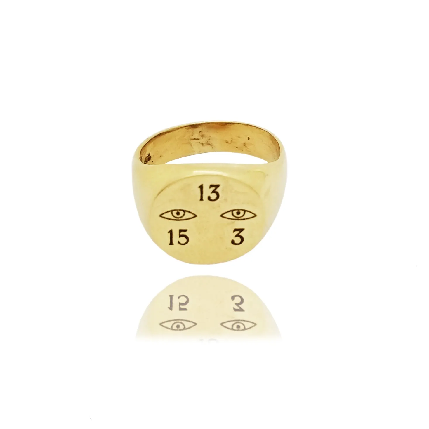 15-13-3 Eyes Yellow Gold Ring (14K)