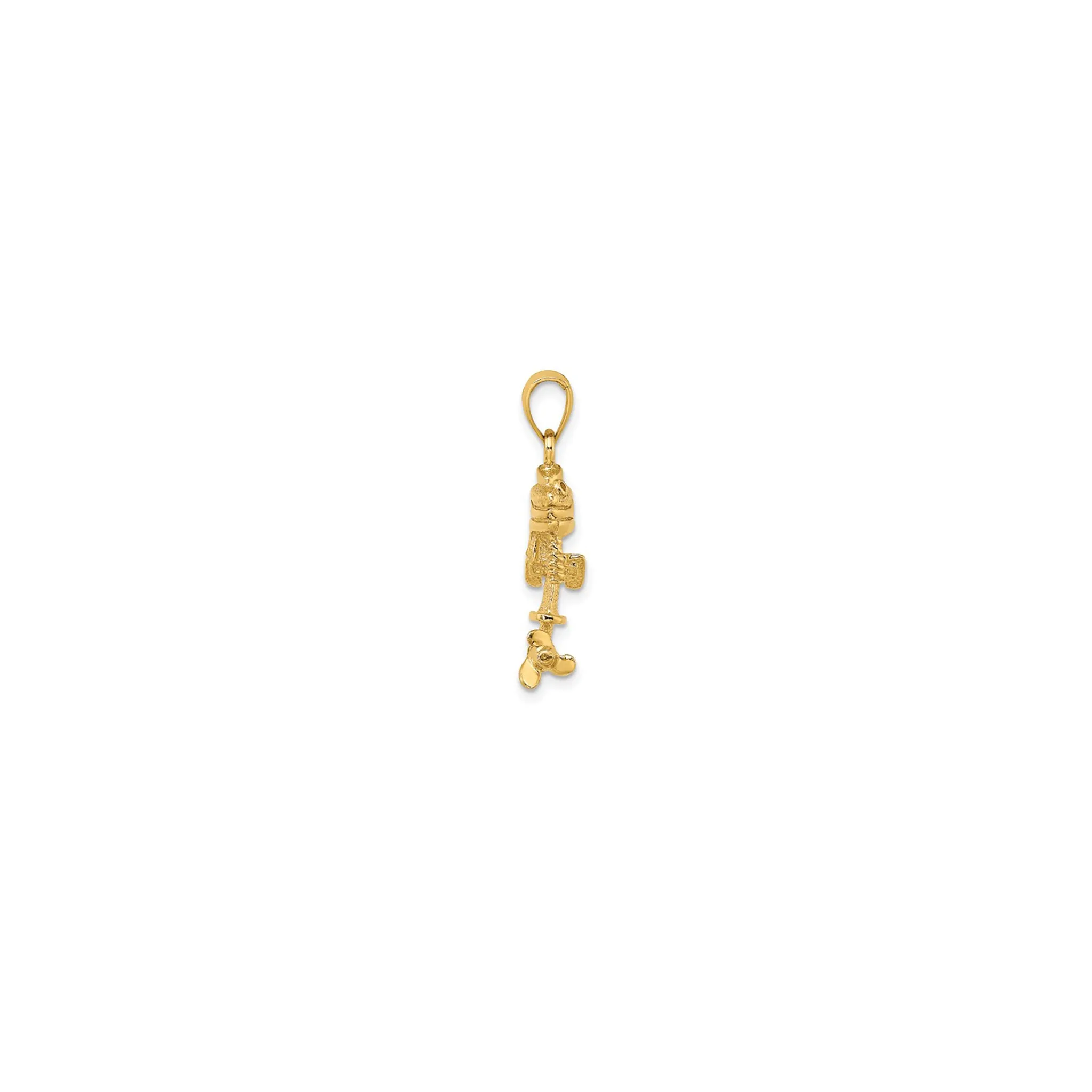 3-D Glossy Textured Boat Engine Pendant (14K)