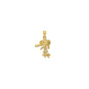 3-D Glossy Textured Boat Engine Pendant (14K)