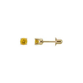 3 mm Round Natural Citrine Stud Earrings (14K)