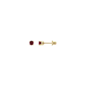 3 mm Round Natural Mozambique Garnet Stud Earrings (14K)