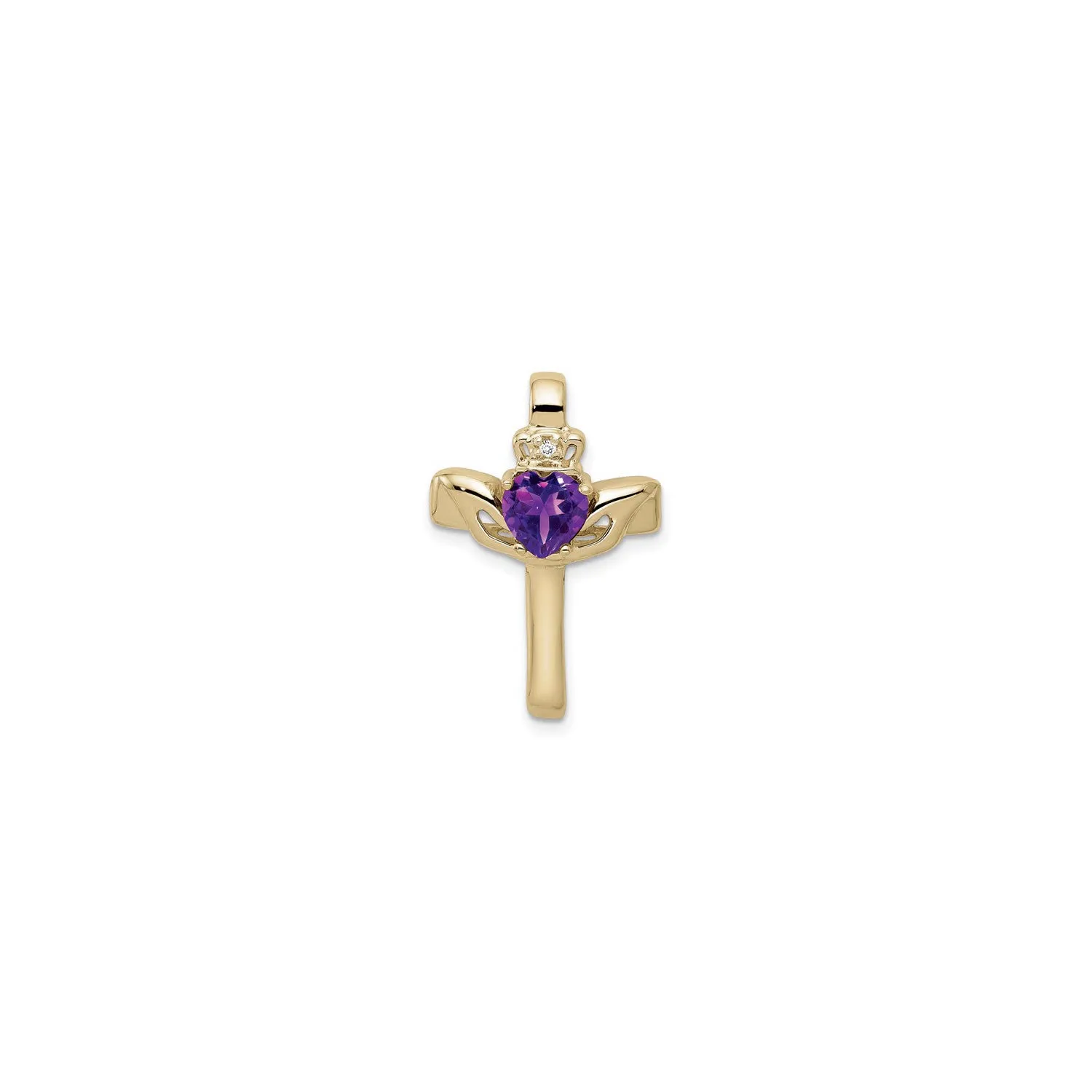 Amethyst Claddagh Cross Pendant (14K)