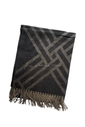 Argyle Woollen Stole - Black