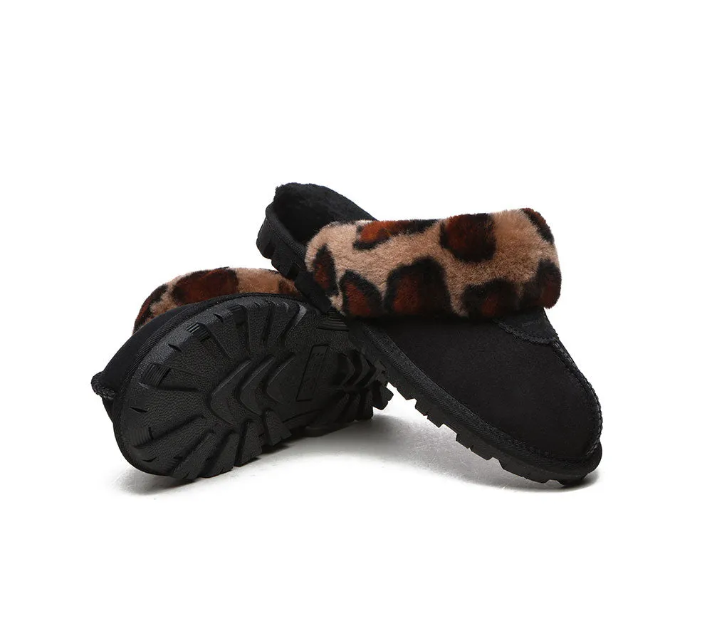 AUSTRALIAN SHEPHERD® UGG Women Double Face Sheepskin Wool Leopard Print Slippers