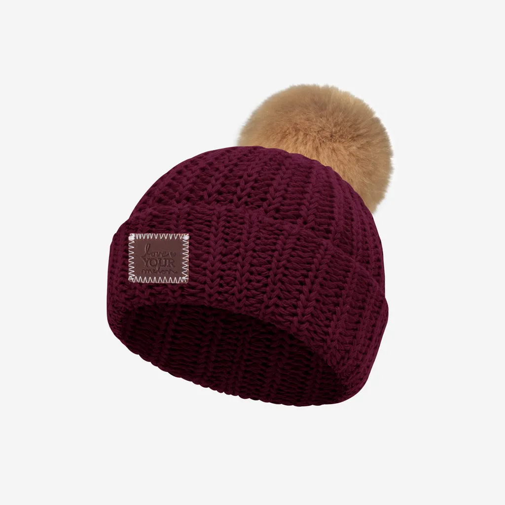 Baby Burgundy Pom Beanie