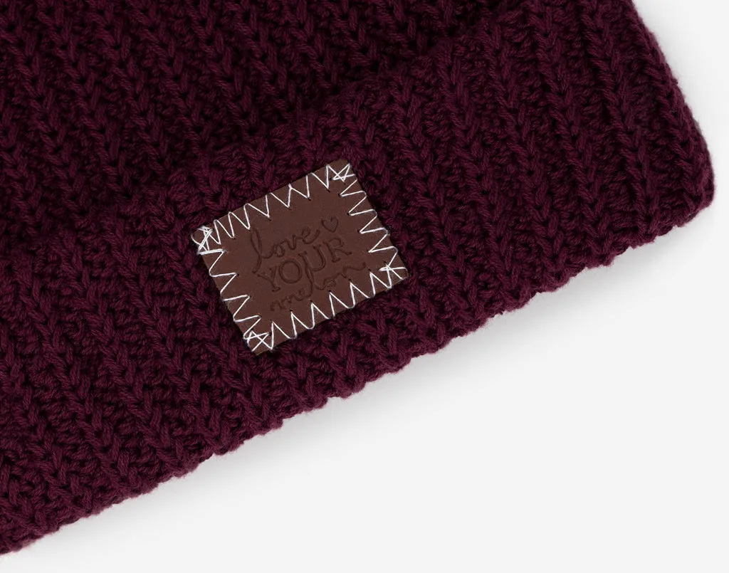 Baby Burgundy Pom Beanie