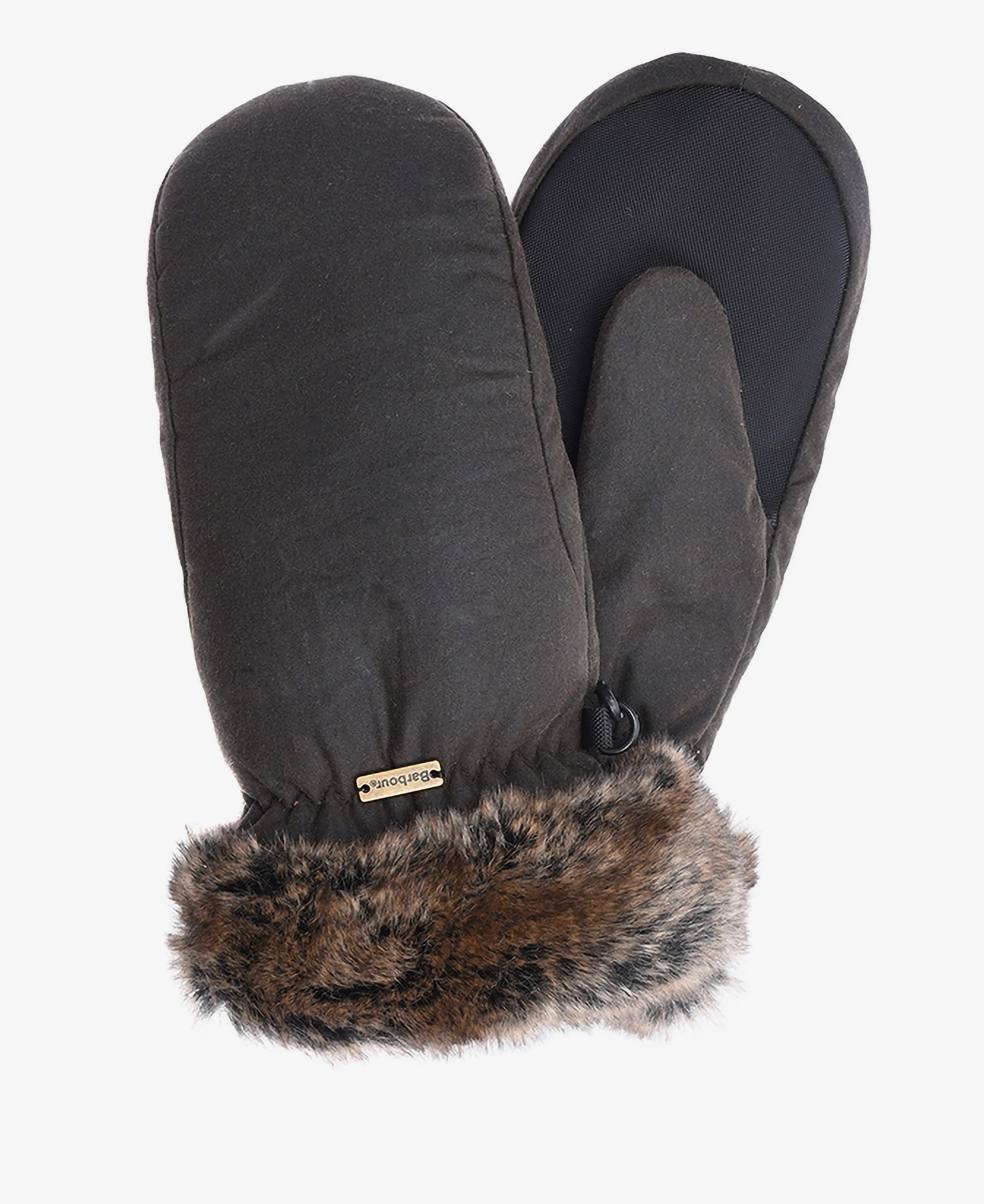 Barbour Fur Trim Wax Mittens