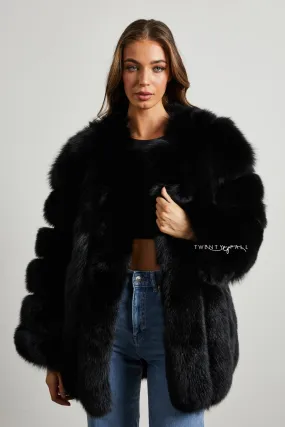 Black Long Fox Fur Coat