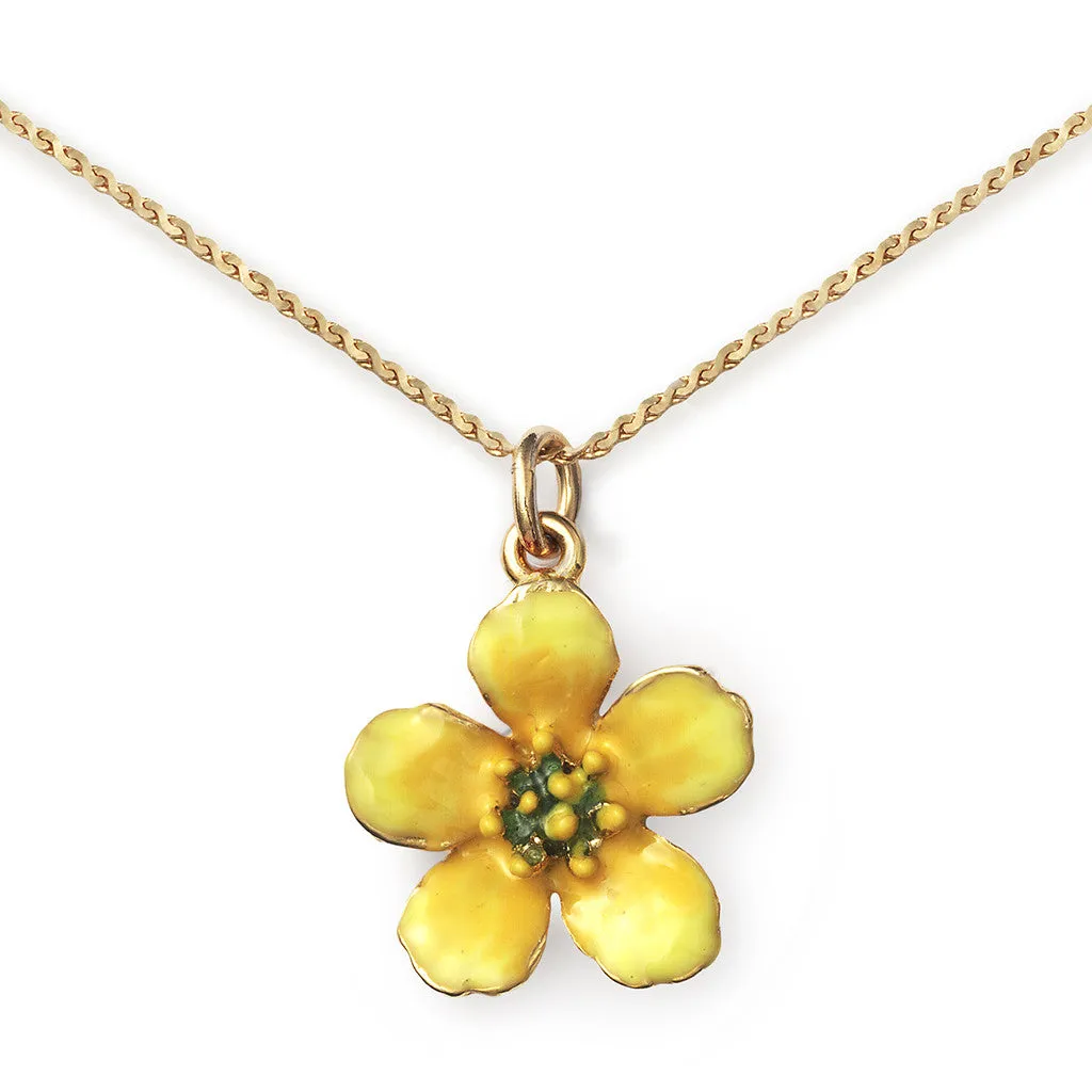 Buttercup Pendant On 14k Gold Serpentine Chain