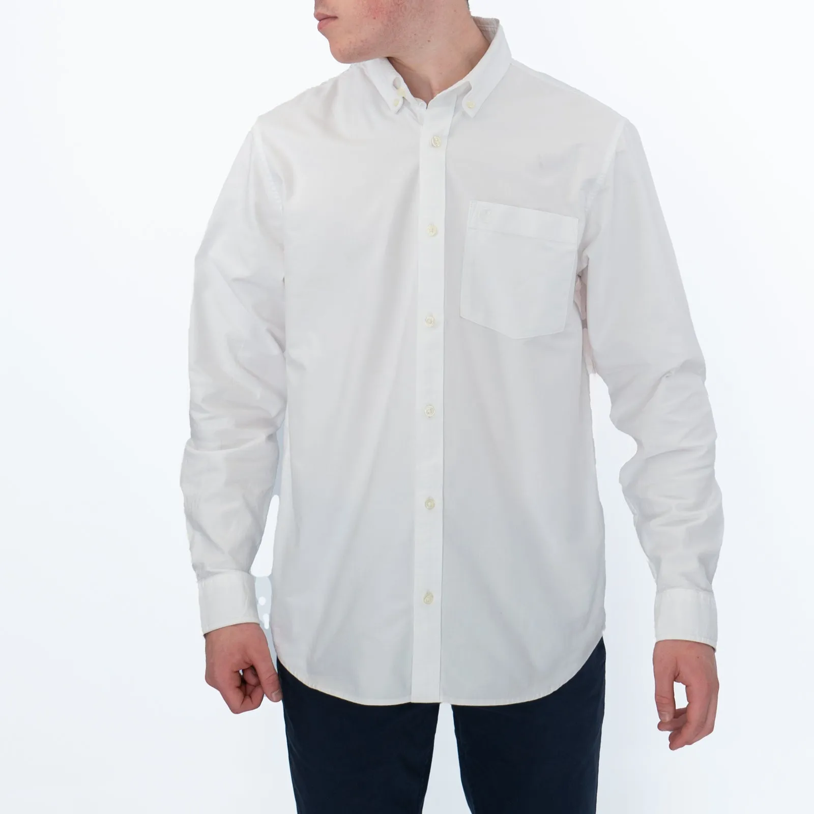 Carhartt WIP Men Oxford Shirt White Long Sleeve Button-Up Tops