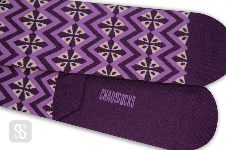 Chaossocks - 3color diamonds-mens purple