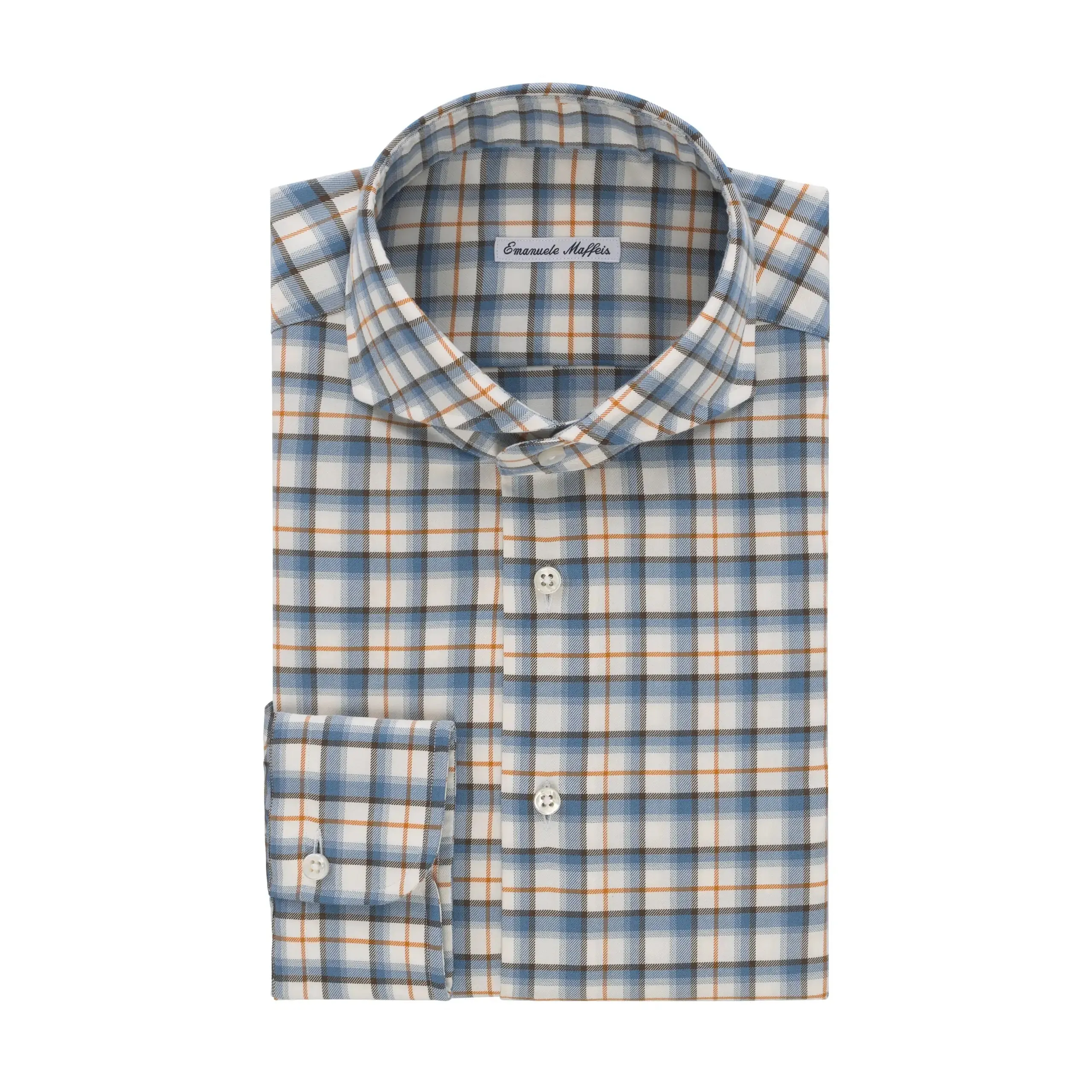 Checked Cotton Shirt in Blue Multicolor