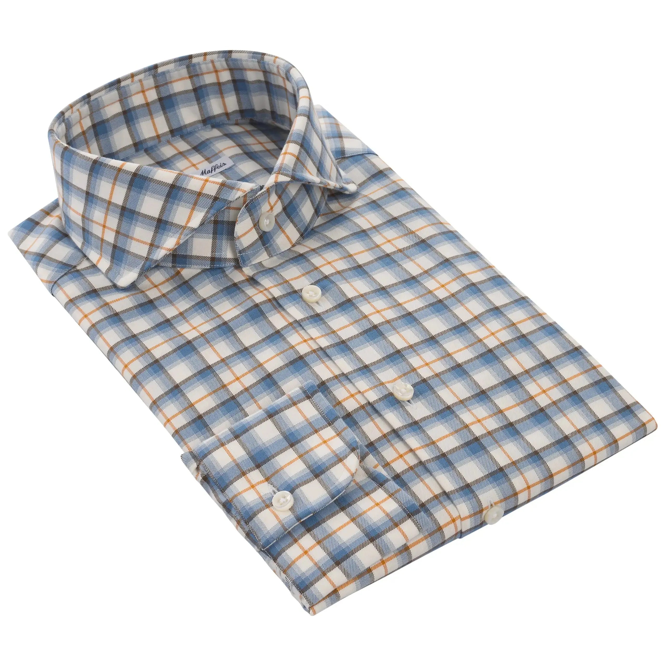 Checked Cotton Shirt in Blue Multicolor