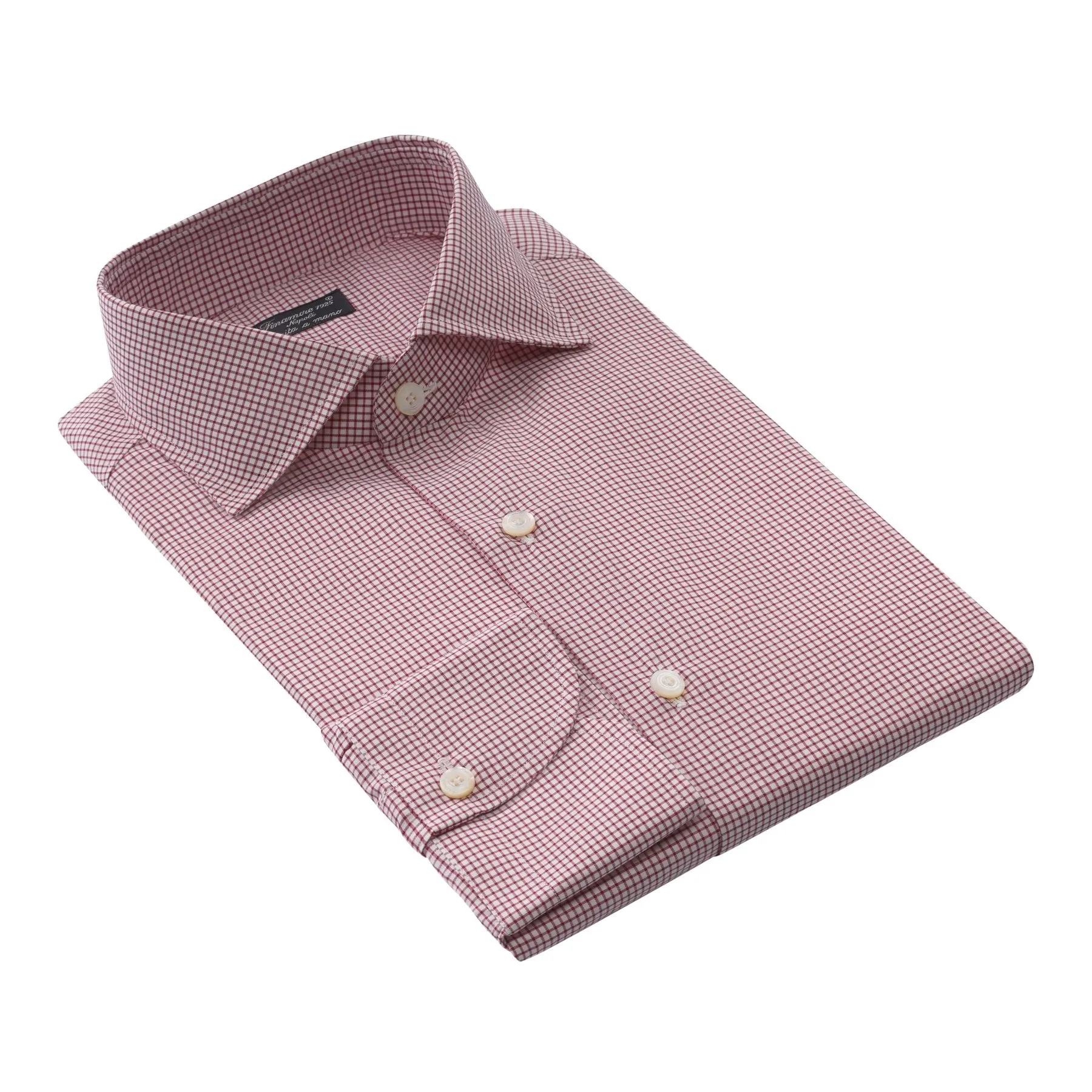 Checked Cotton Shirt in Wine Red