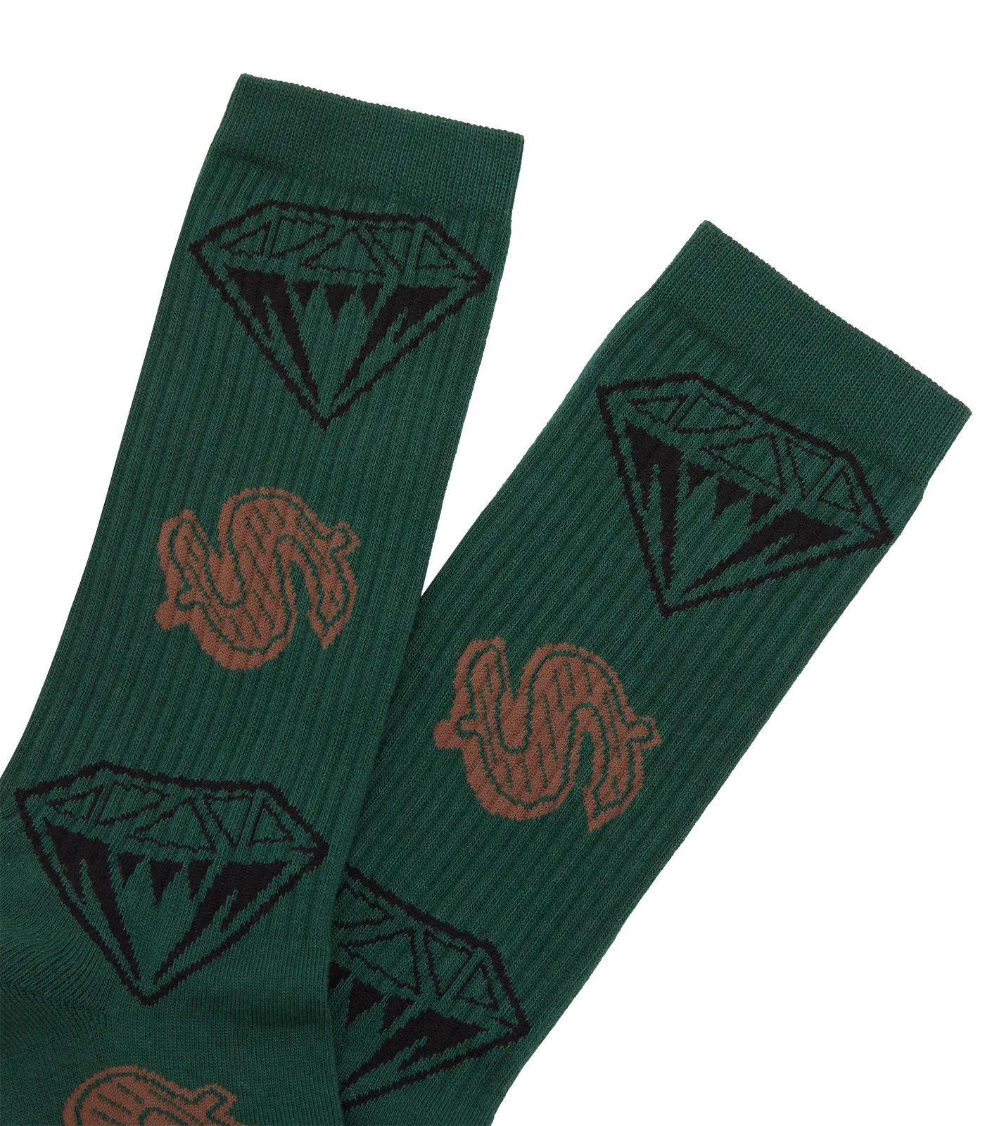 DIAMONDS AND DOLLARS SOCKS - GREEN