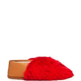 ETHICALLY AND CRUELTY FREE ALPACA SLIPPERS IN BRIGHT RED