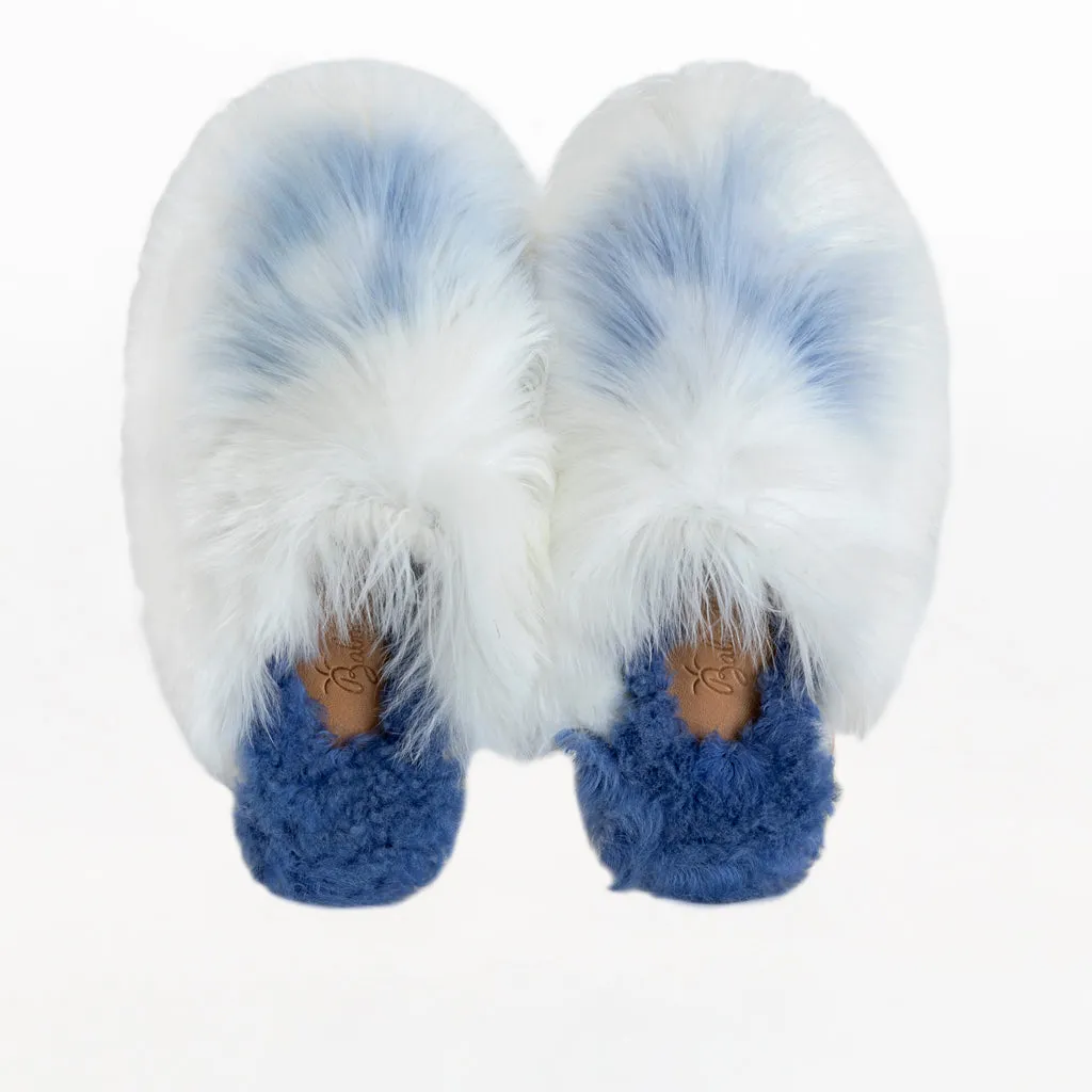 ETHICALLY AND CRUELTY FREE ALPACA SLIPPERS IN POWDER SKY BLUE