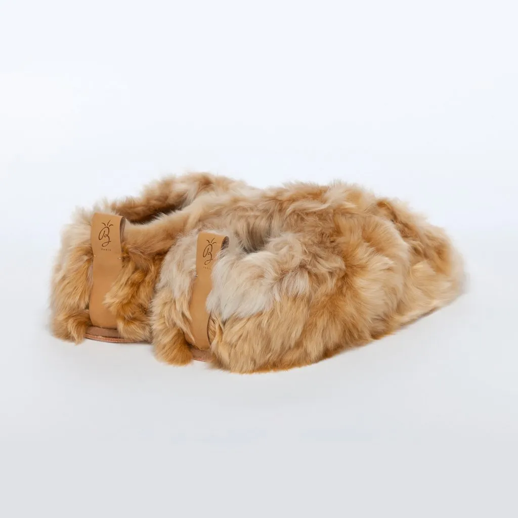 ETHICALLY AND CRUELTY FREE ALPACA SLIPPERS "HONEY SWIRL"