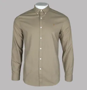 Farah Brewer Slim Fit Oxford Shirt Beige