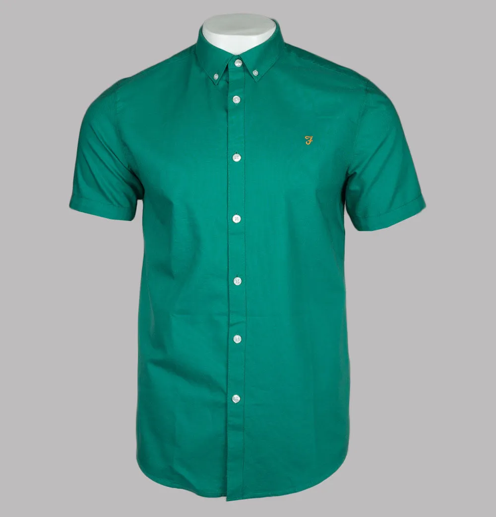 Farah Brewer Slim Fit S/S Oxford Shirt Mallard Green