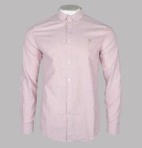 Farah Brewer Stripe Slim Fit Oxford Shirt Torch Orange