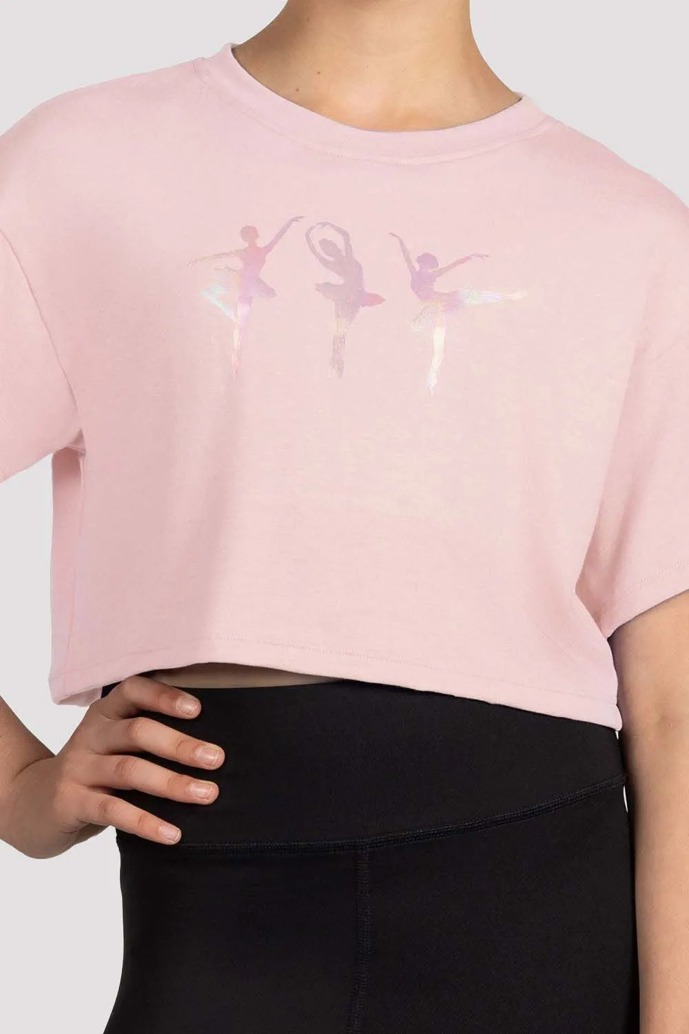 Girls Mirella Glow Girl Ballerina Print Crop Top