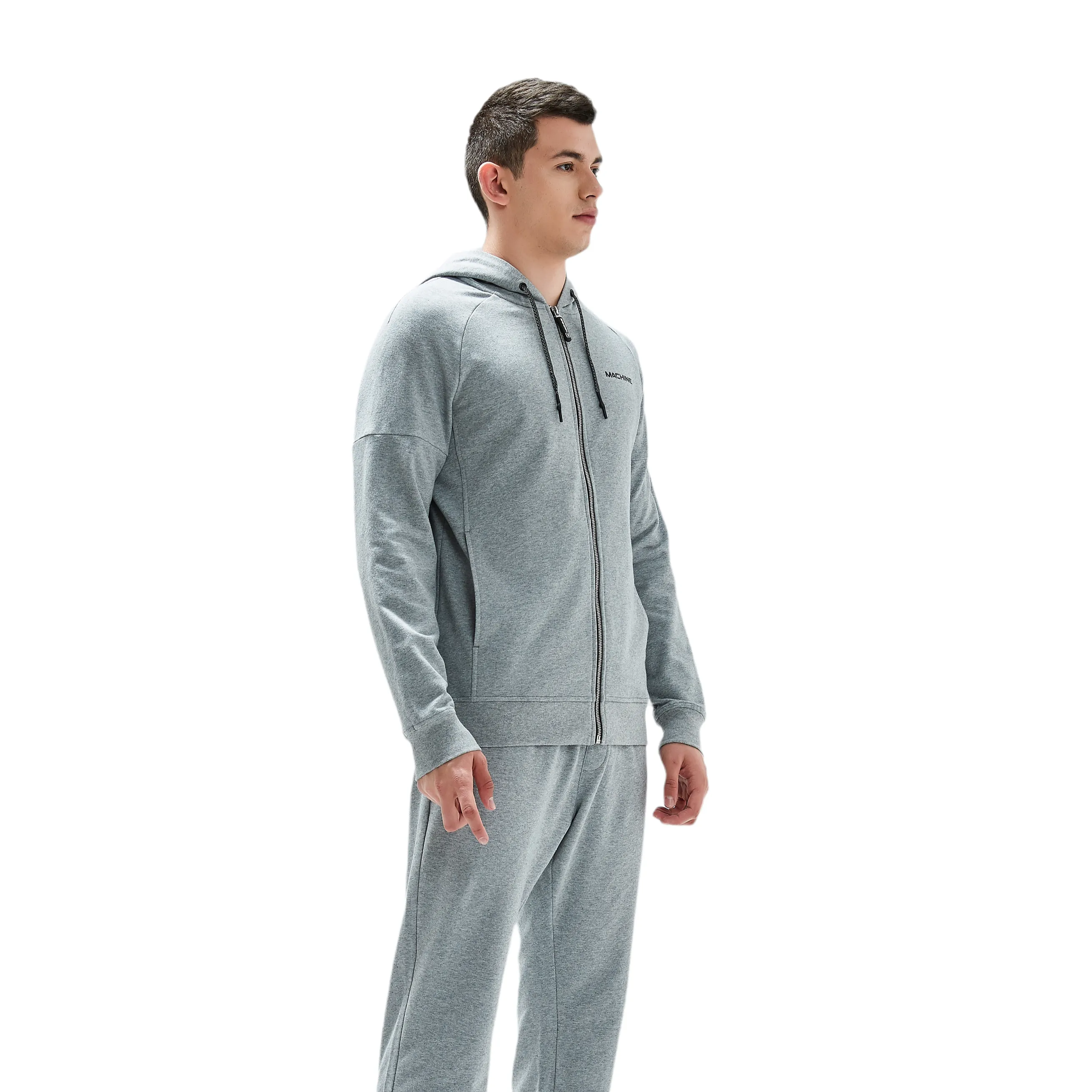 Great Jones Full Zip Cotton Hoodies in Grey