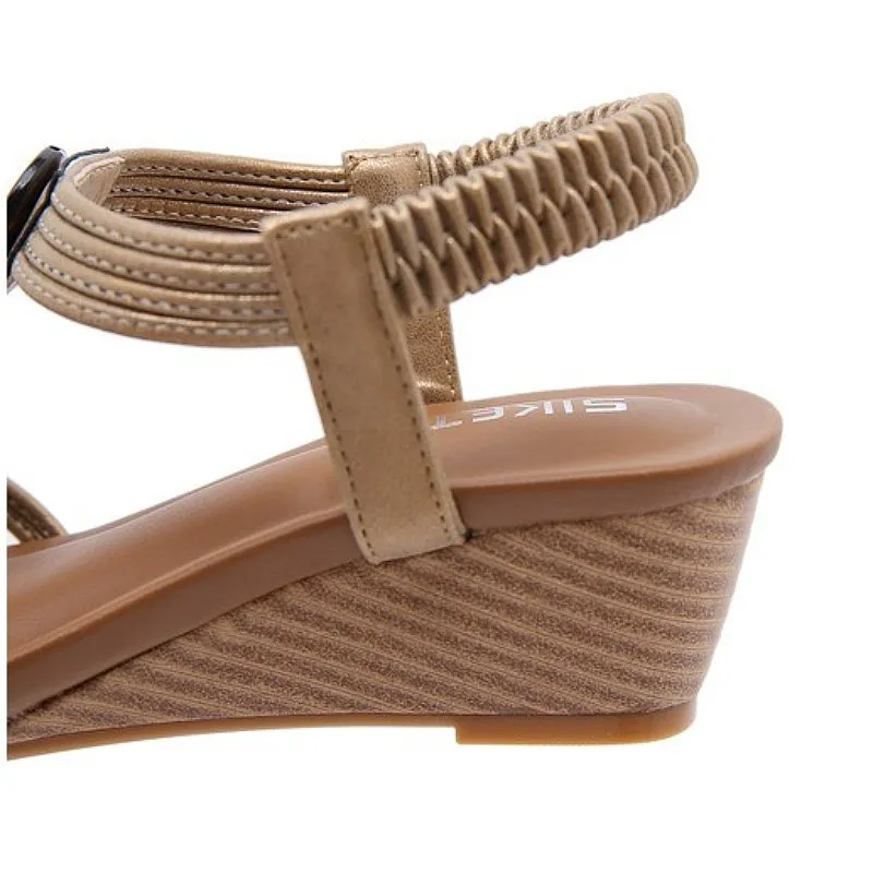 GRW Arch Support Sandals Women Woody Design Rhinestones Open Toe Wedge Summer Beach Trendy