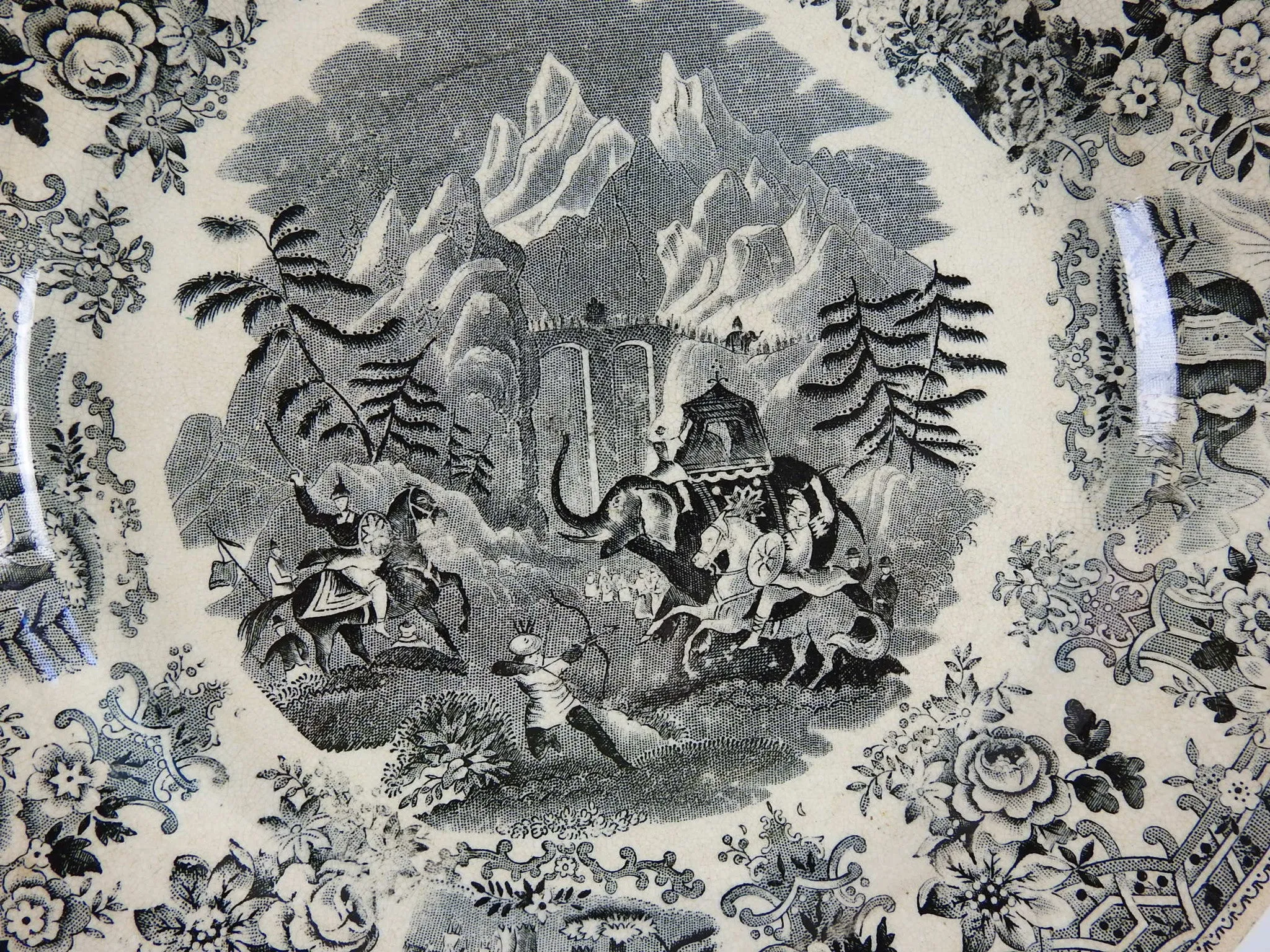 Hannibal & Elephants Antique Transferware Plate