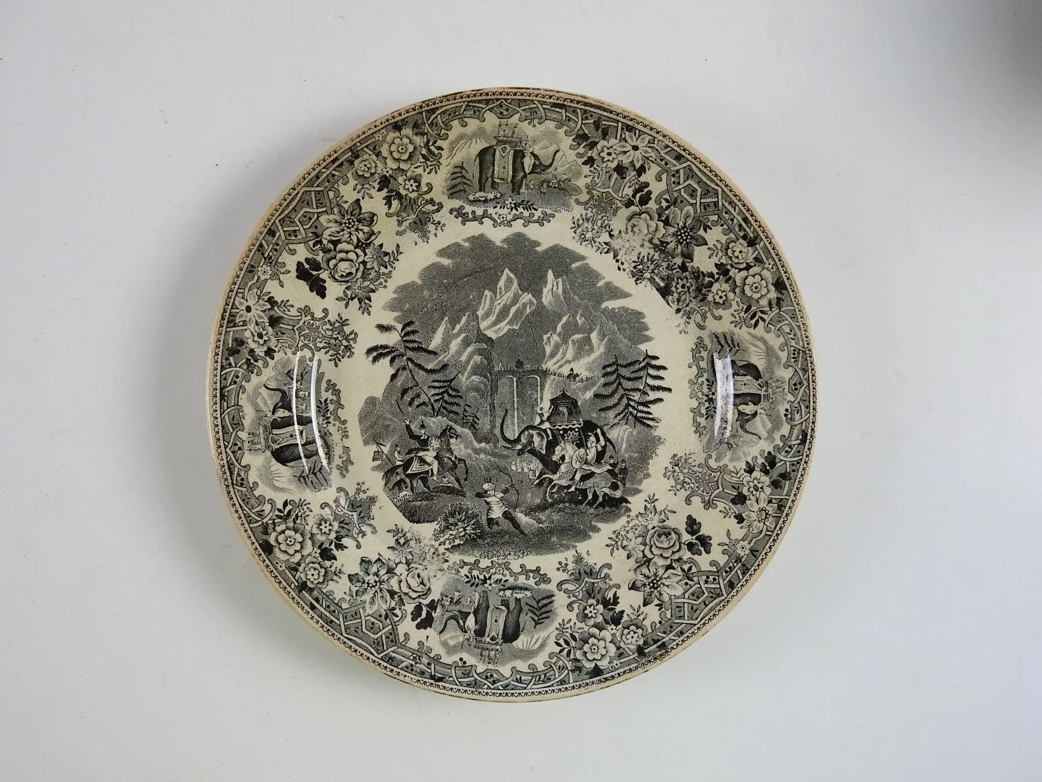 Hannibal & Elephants Antique Transferware Plate