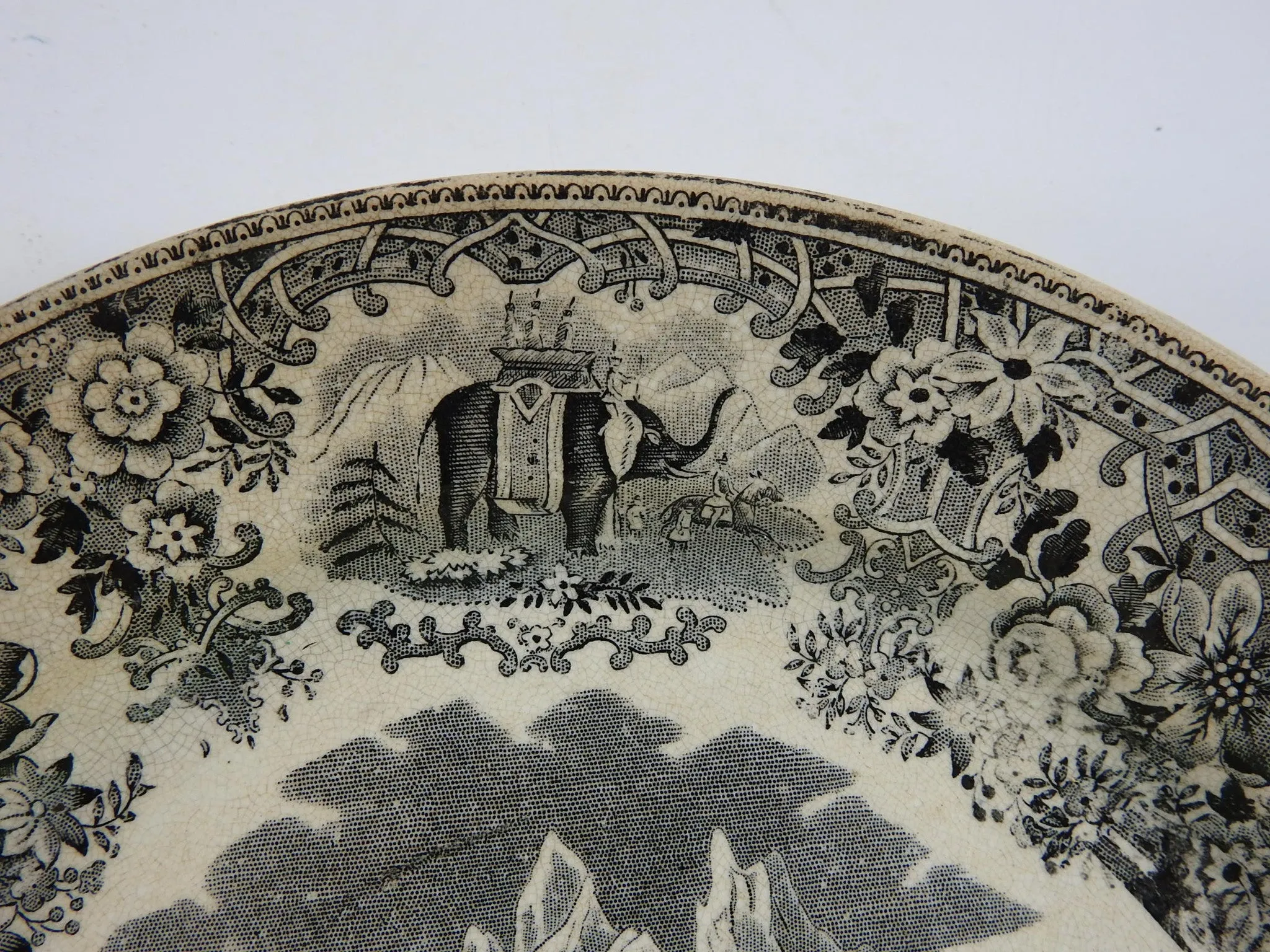 Hannibal & Elephants Antique Transferware Plate