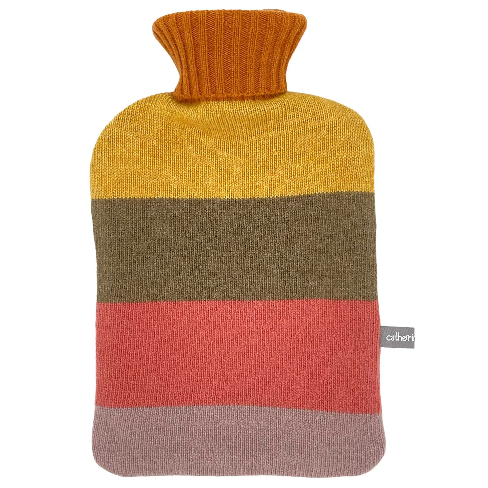 Lambswool Hot Water Bottle Cover - Orange Block