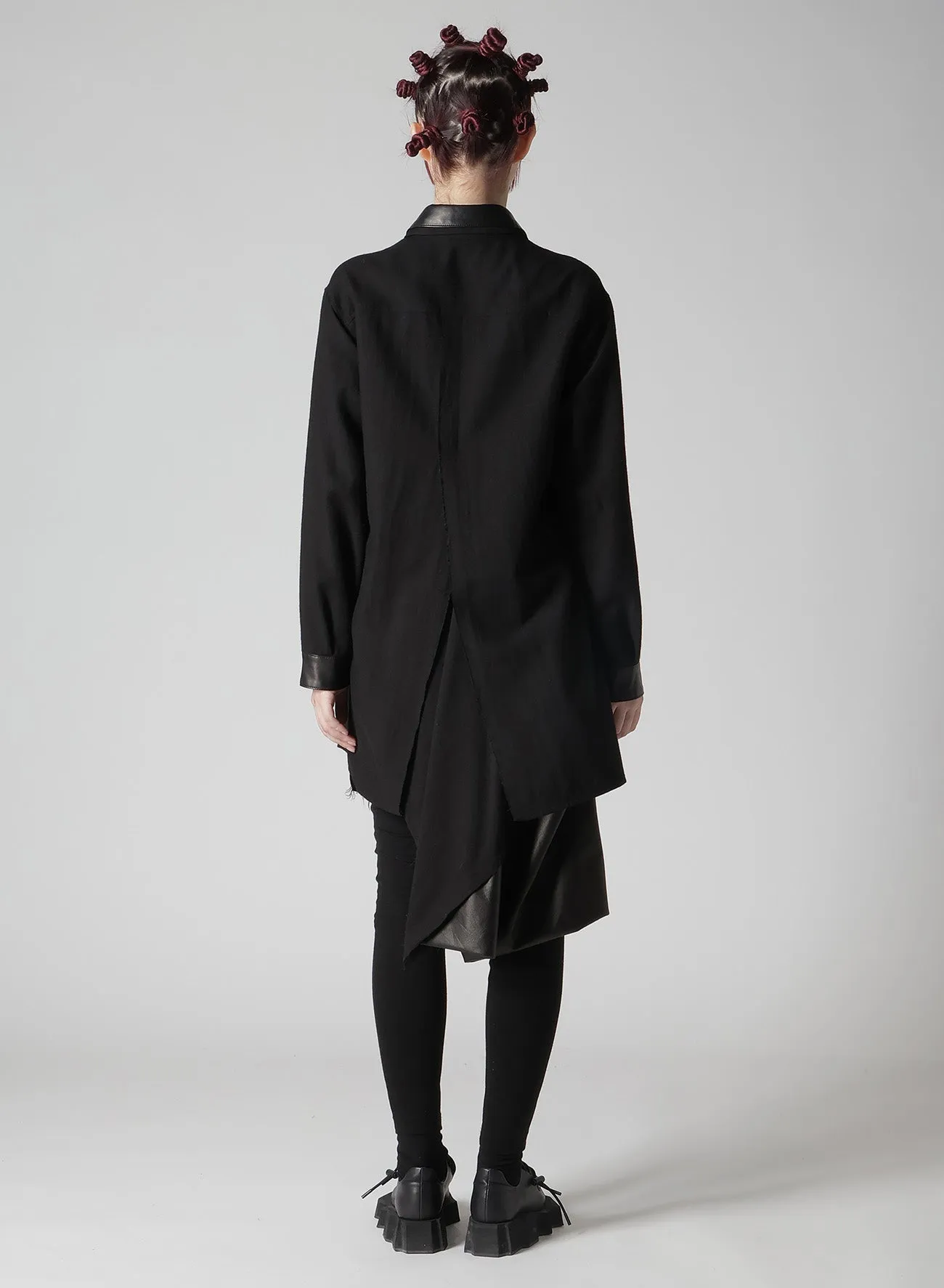 LIGHT SERGE LAYERED COLLAR SHIRT