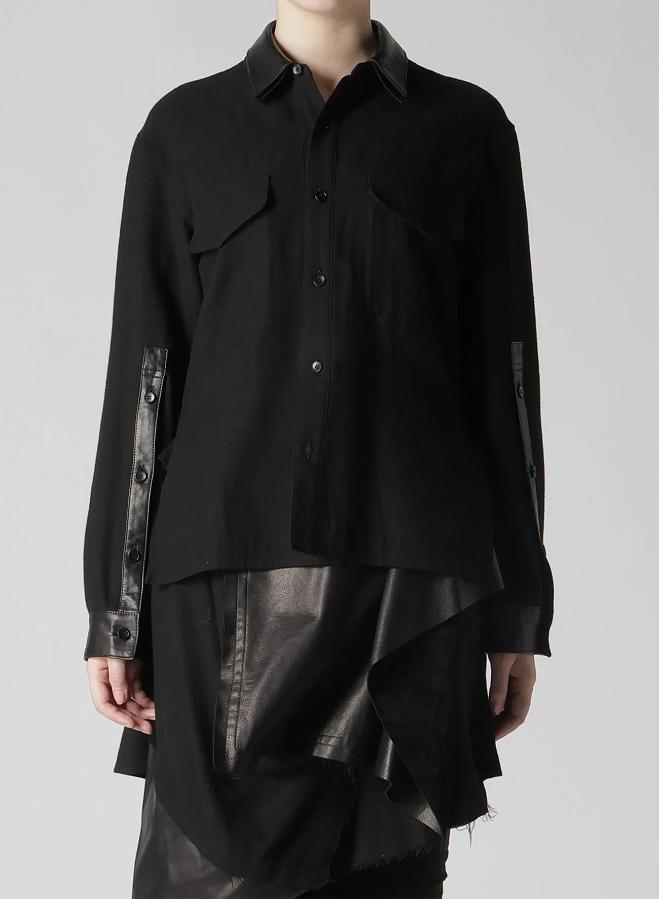 LIGHT SERGE LAYERED COLLAR SHIRT