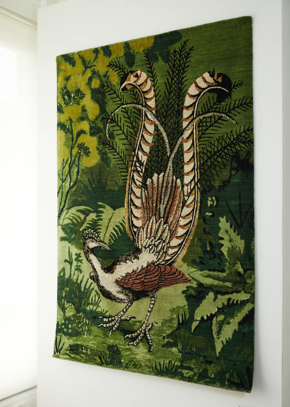 Lyre Bird Hand Knotted Wall Hanging