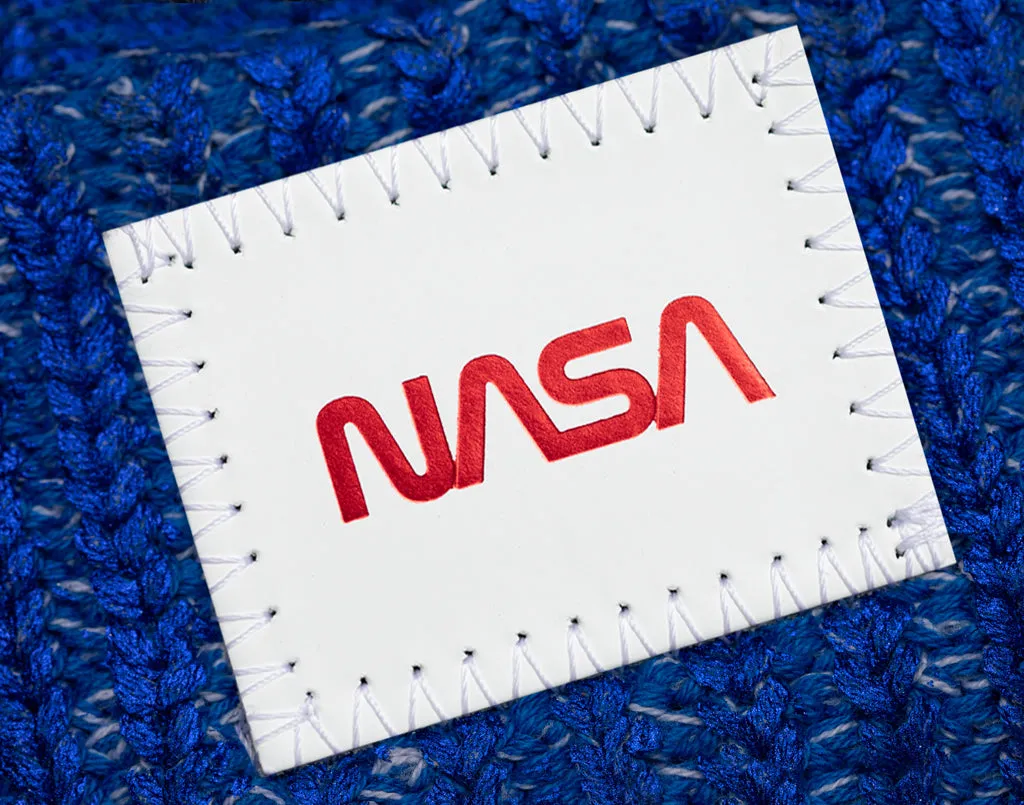 NASA Royal Blue Brushed Metallic Pom Beanie