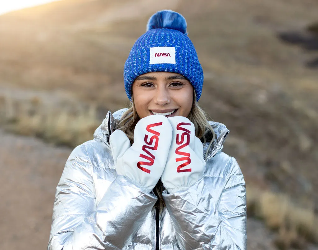 NASA Royal Blue Brushed Metallic Pom Beanie