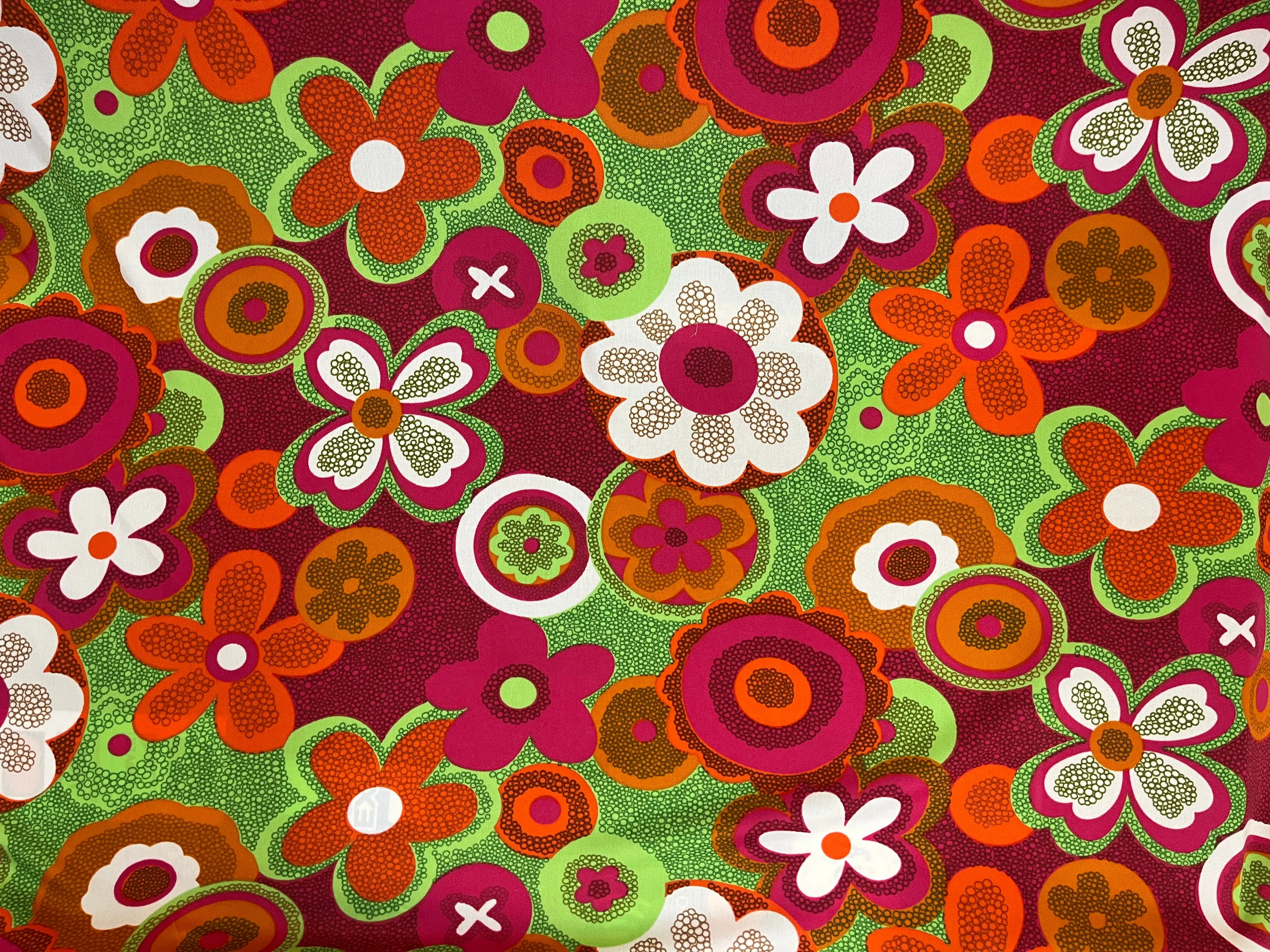 Pink Green Orange Fun Flower Girl Print ITY