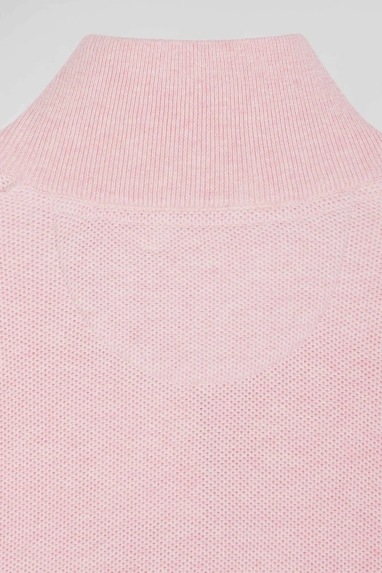 Pull col camionneur zippé uni en coton rose coupe Regular