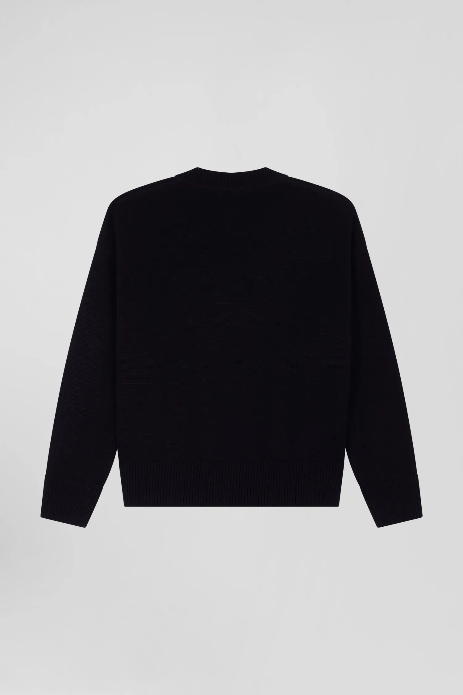 Pull col V en laine et coton noir coupe Relaxed