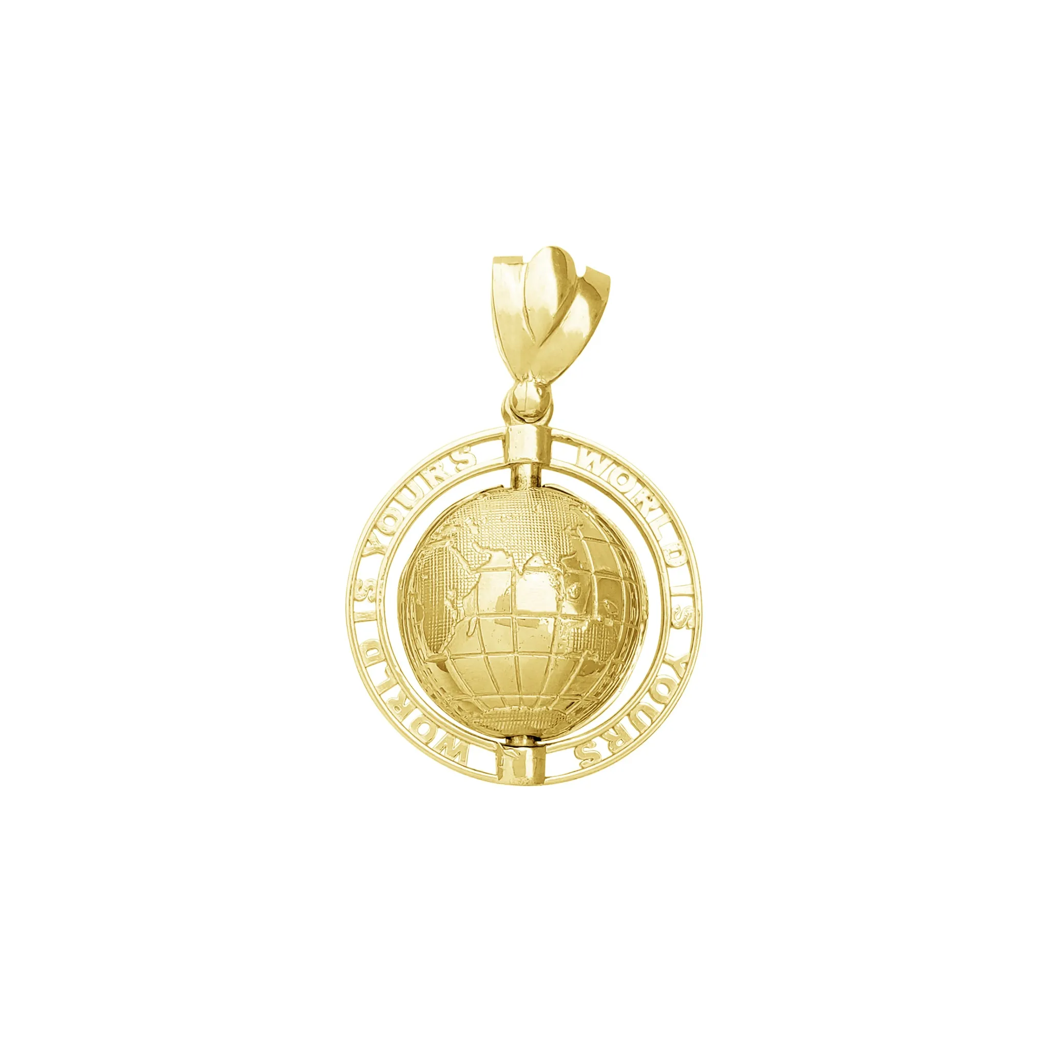 "World is Yours" 3D World Globe Pendant (14K)