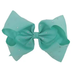 Rhinestone Bow - Aqua