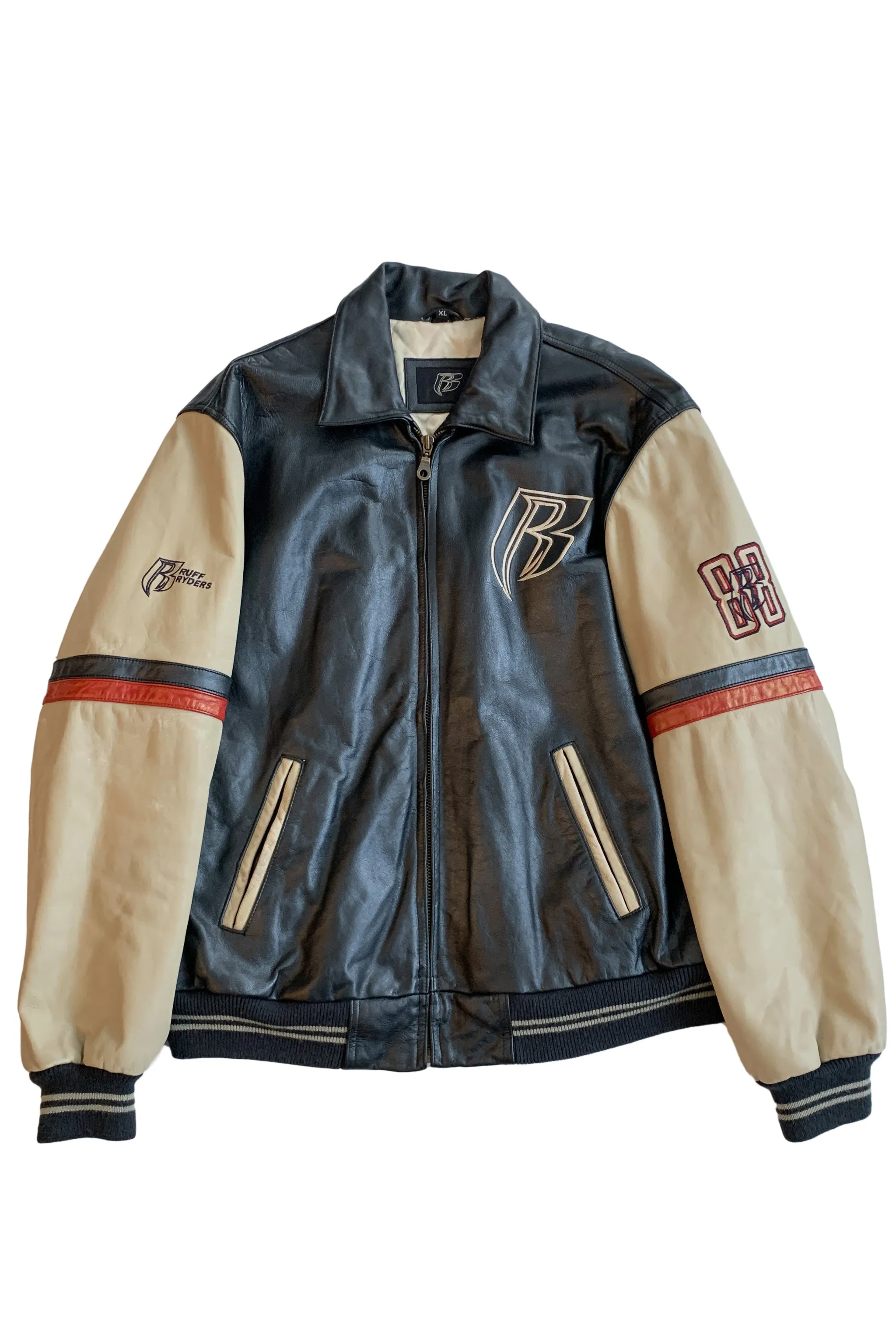 RUFF RYDERS UNISEX LEATHER BOMBER JACKET