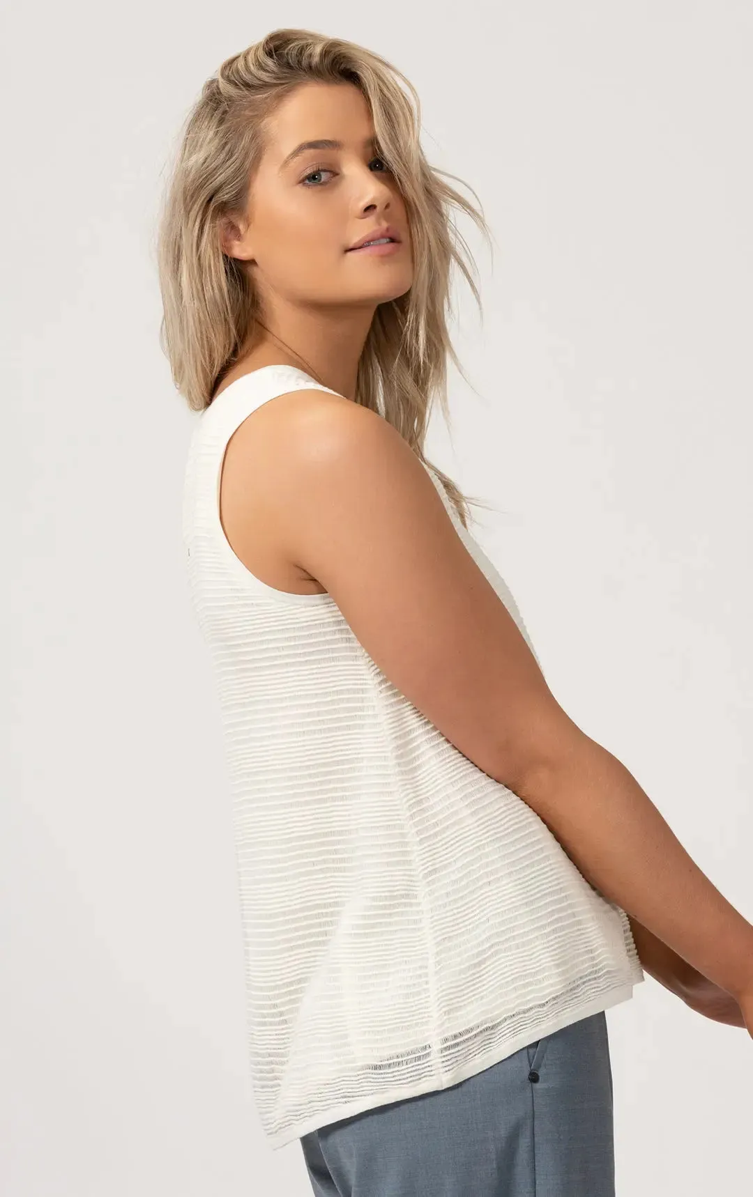 SHEER STRIPED TANK - CLEARANCE