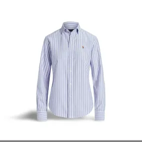 Slim-Fit women's light blue striped Oxford shirt