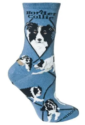 Wheel House Designs Border Collie on Blue Sock