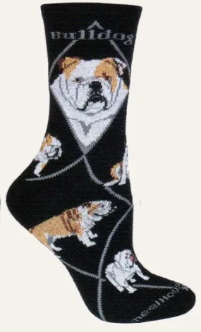 Wheel House Designs Bulldog On Black Novelty Sock