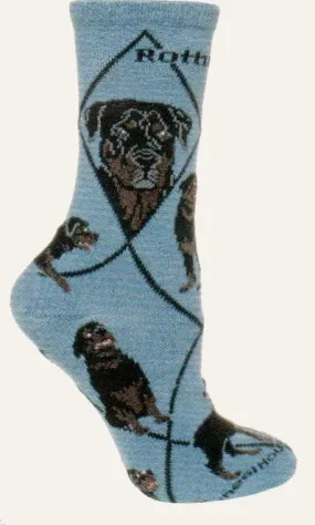 Wheel House Designs Rottweiler On Blue Novelty Sock