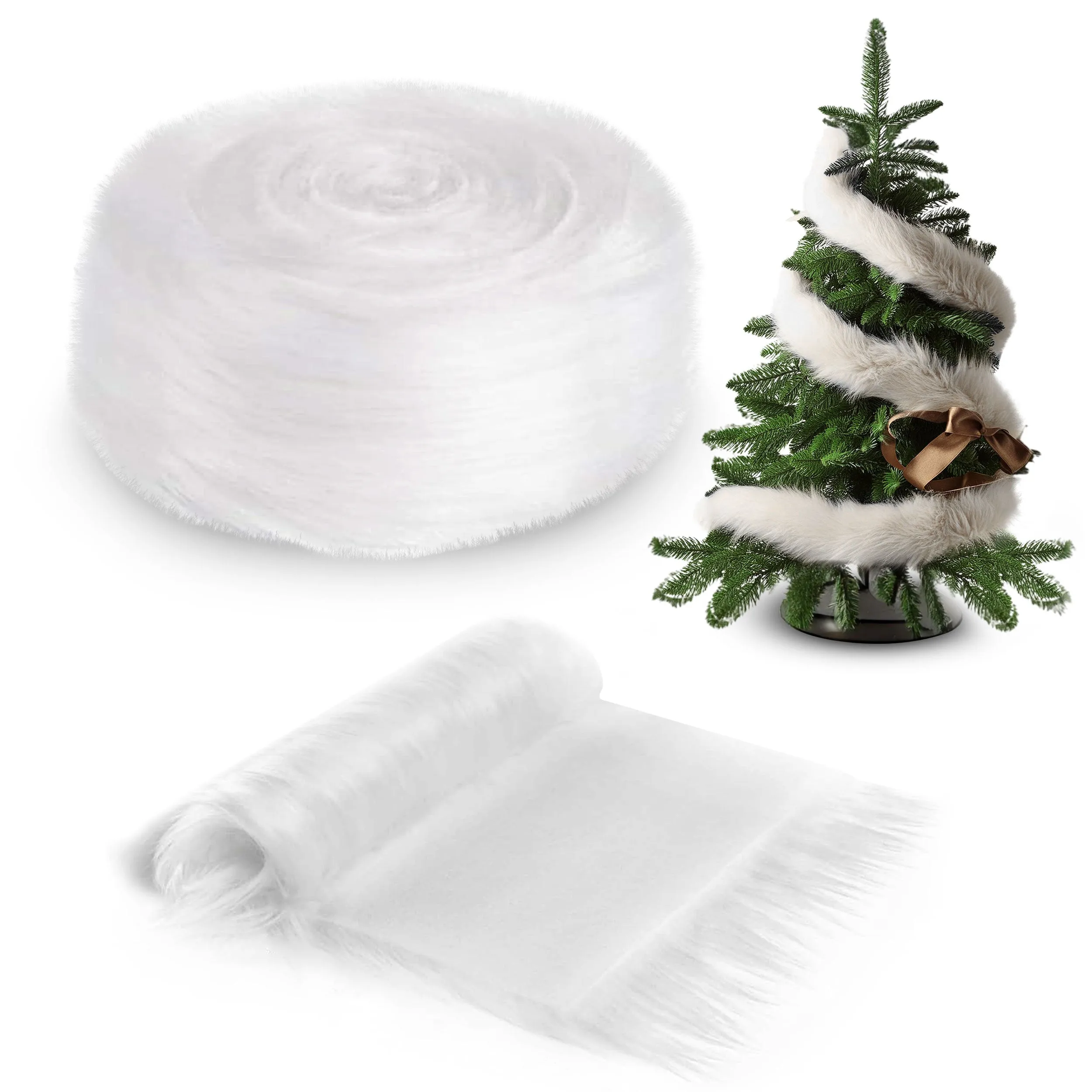 White 3" Wide Faux Fur Ribbon Trim, 3FT - Crafting & Decor Essentials | FabricLA