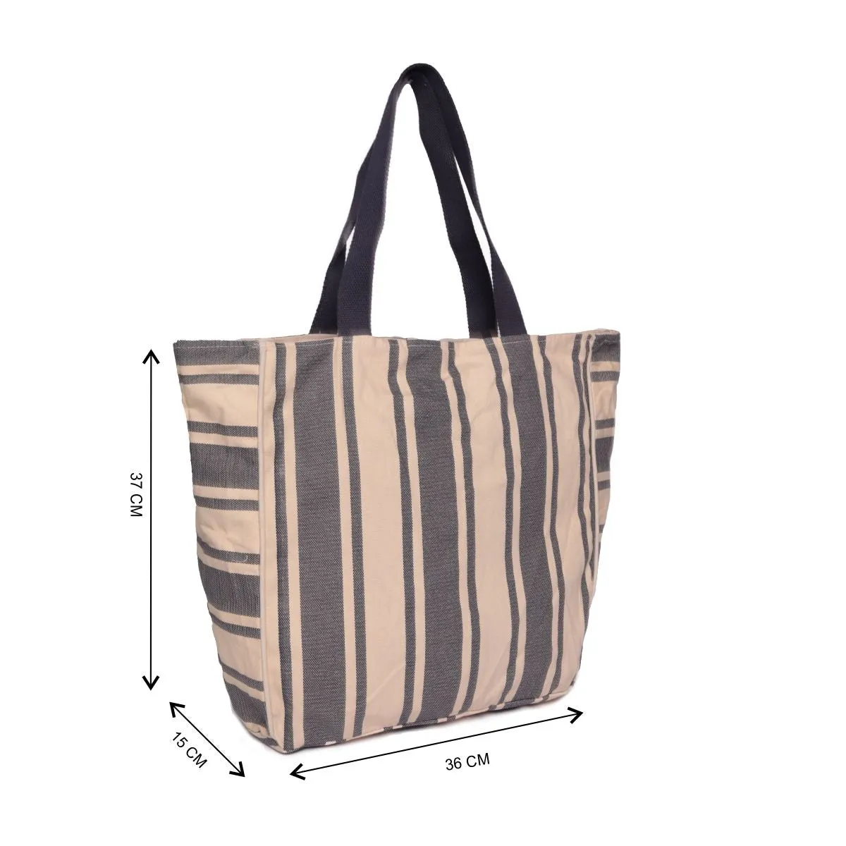 Women Blue Stripe Print Oversized Shopper Bag